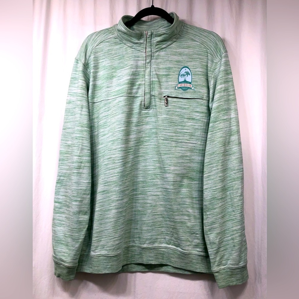 Tommy Bahama Mens XL Sweatshirt Green Caribbean Adventure Series 1/4 Zip